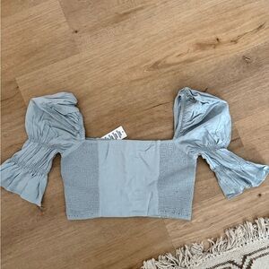 Urban Outfitters Blue Puff Sleeve Crop